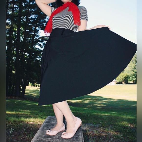 NWT, Belle Poque Women’s High Waist Pleated Skirt with Pockets in Black, Sz M - Picture 16 of 16